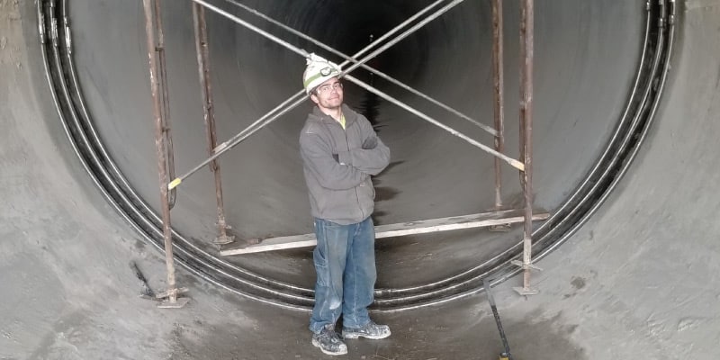 Large Pipe With A HydraTite Installed With Scaffolding
