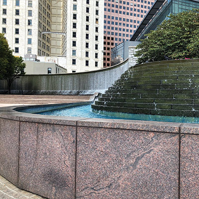 A large waterfall installation