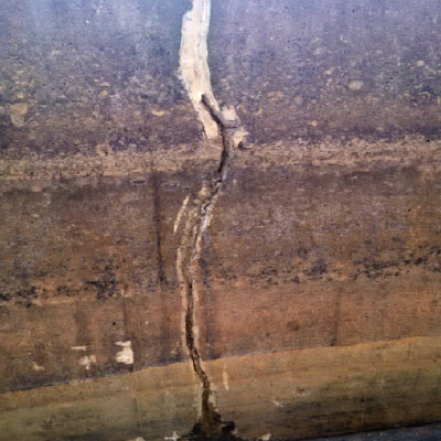 Cracks in the basin wall