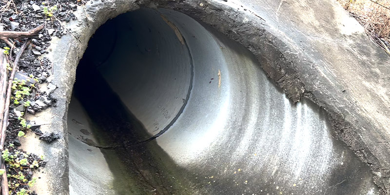 exposed culvert joint that has separated