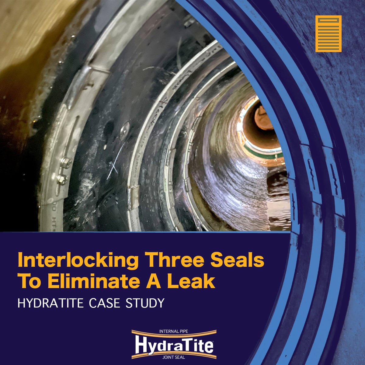 Case Study Teaser Image of Three interlocking seals covering a crack in an RCP, 'Interlocking Three Seals To Eliminate A Leak, HydraTite Case Study'