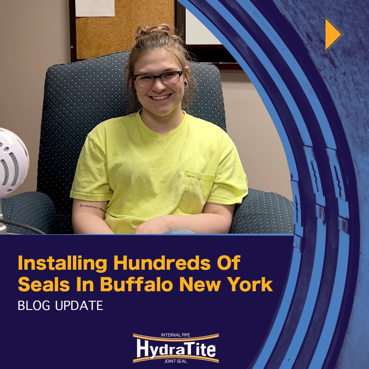 Video teaser image of Madison being interviewed, 'Installing Hundreds Of Seals In Buffalo New York'.