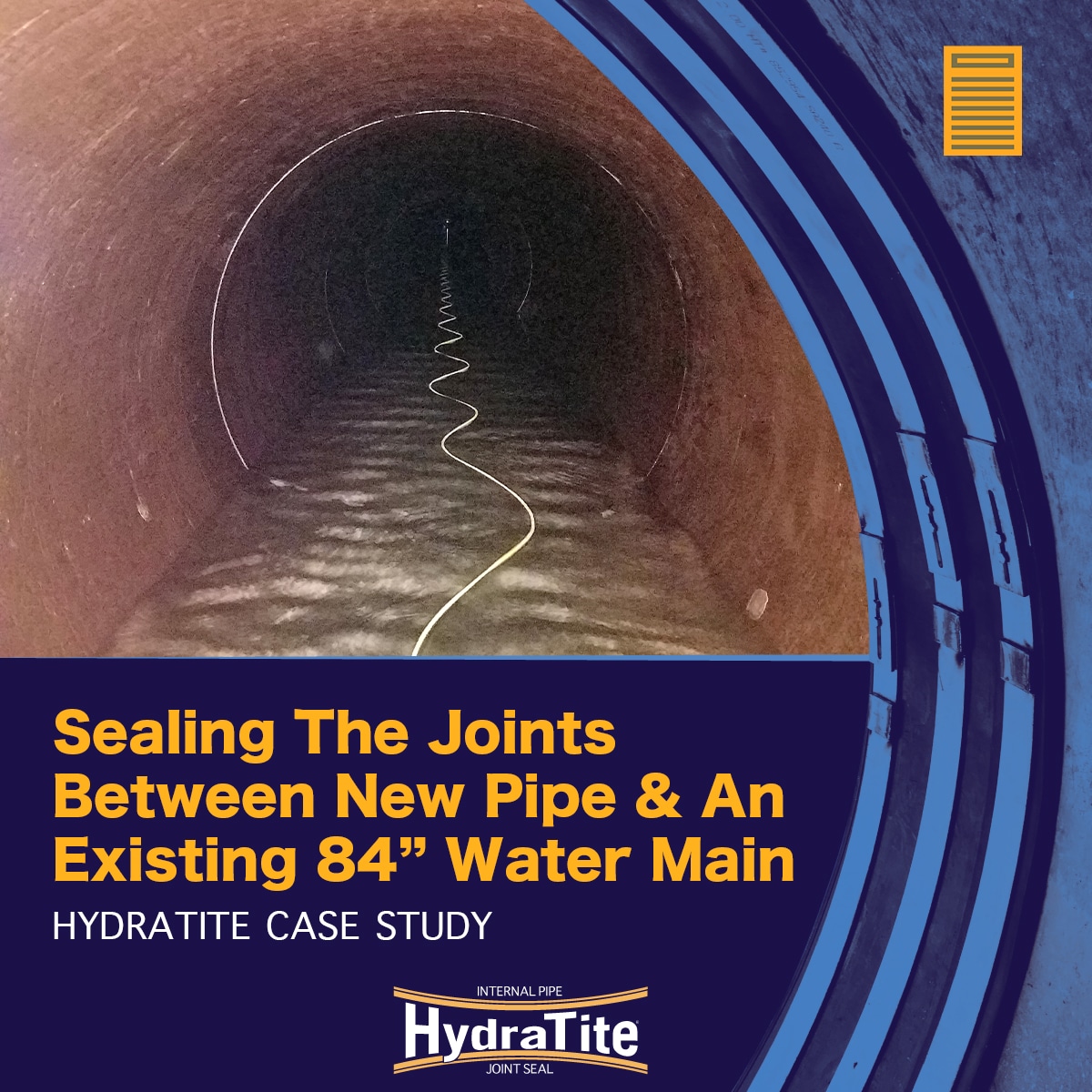 Teaser Image of a pipe that has exposed joints, 'Sealing The Joints Between New Pipes & An Existing 84" Water Main'