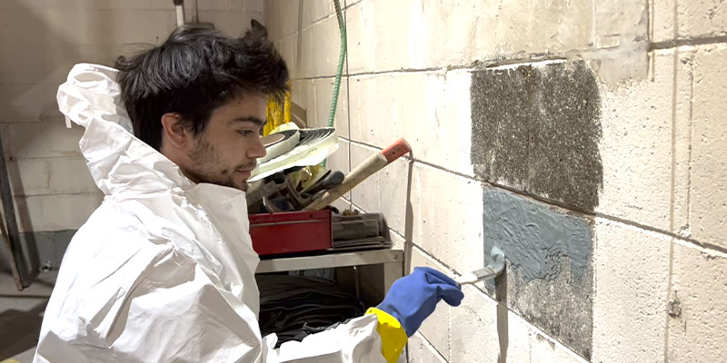 Field Technician applying primer on a wall