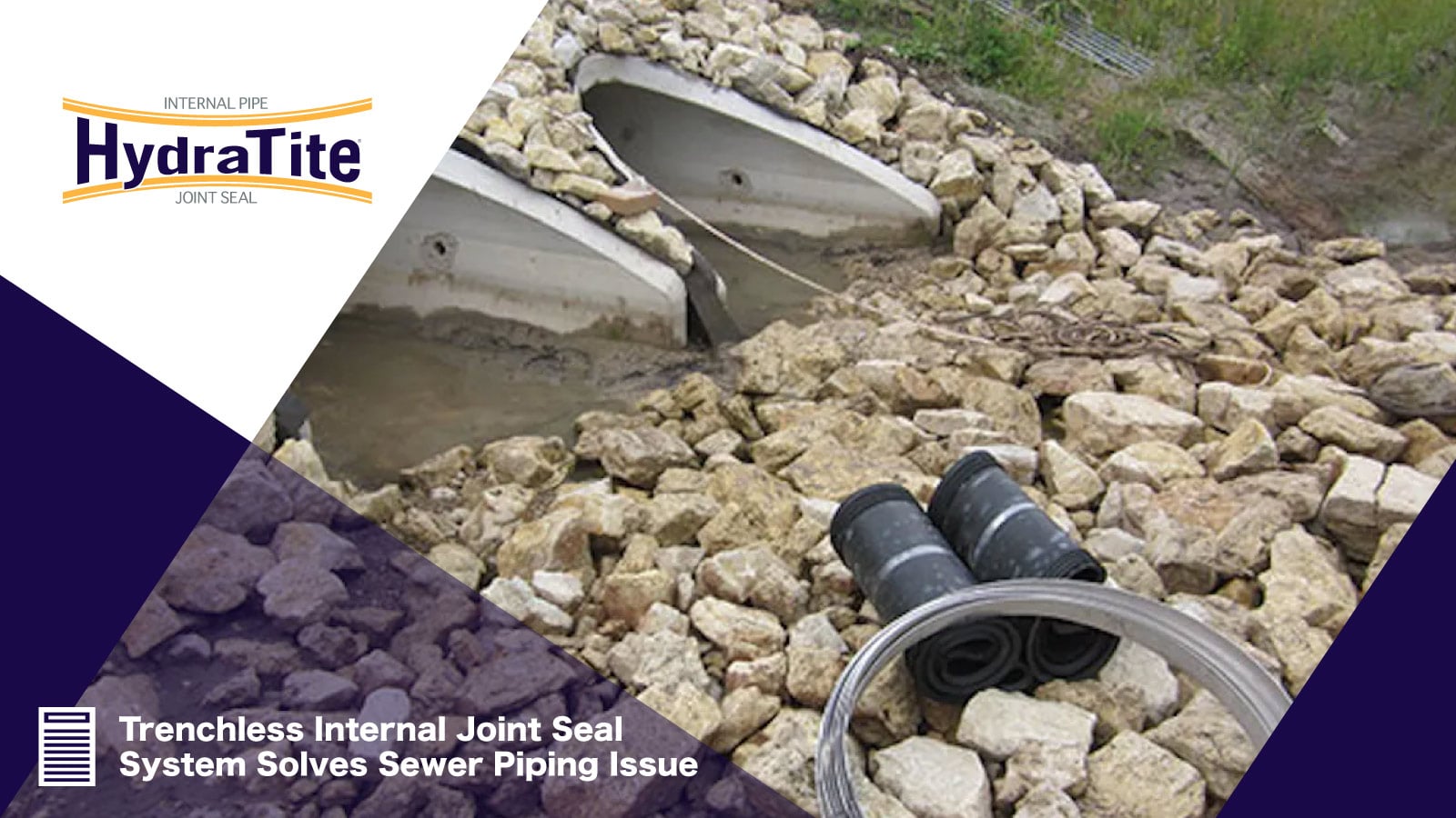 The opening of a twin culvert with the parts of a HydraTite Seal laying near by, 'Trenchless Internal Joint Seal System Solves Sewer Piping Issue'