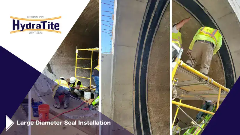 Positioning rubber over a tunnel joint, 'Installing HydraTite Seals In An Elliptical Tunnel'