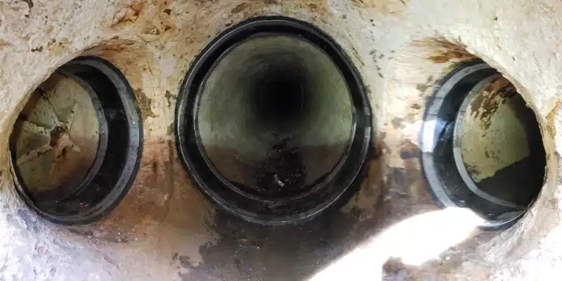 Three HydraTite seals installed in at the branch of a pipe