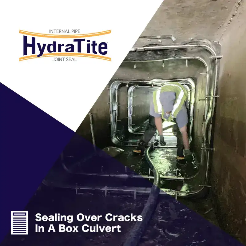 A box culvert being rehabilitated with HydraTite, 'Sealing Over Cracks In A Box Culvert'