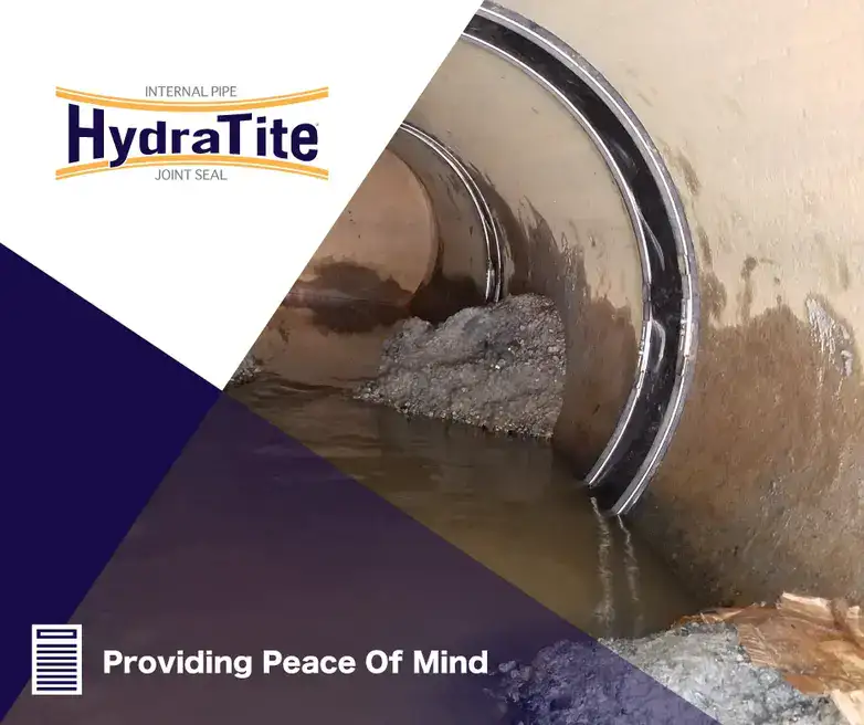 Two images installed over pipe joints, 'Providing Peace Of Mind'