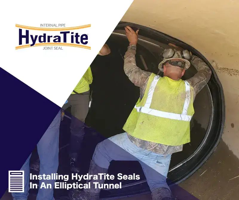 Positioning rubber over a tunnel joint, 'Installing HydraTite Seals In An Elliptical Tunnel'