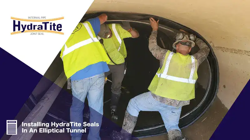 Positioning rubber over a tunnel joint, 'Installing HydraTite Seals In An Elliptical Tunnel'