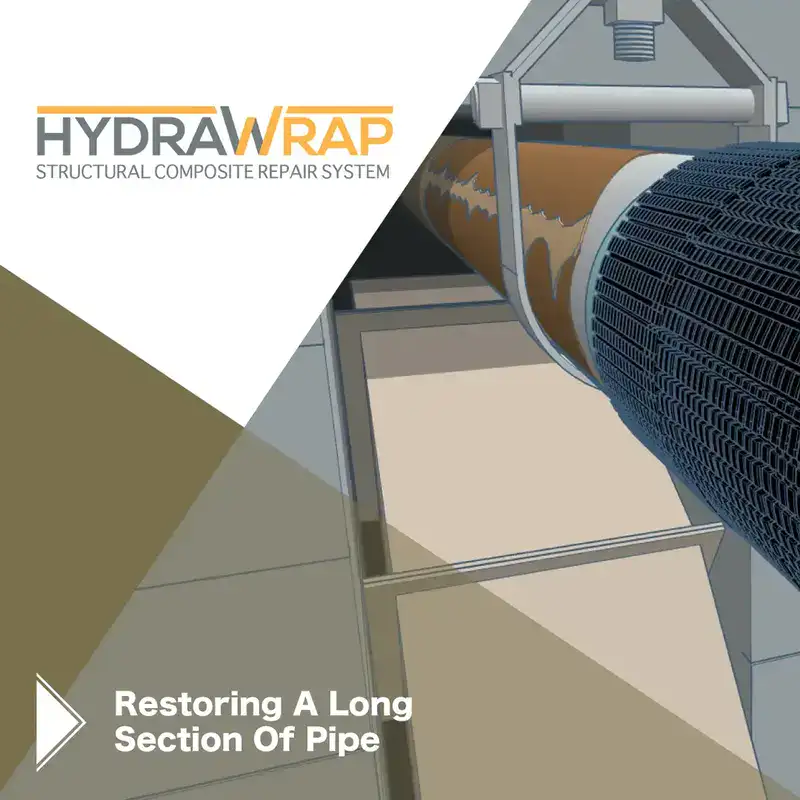 A 3d rendering of a pipe wrapped in a carbon fiber, 'Restoring A Long Section Of Pipe'