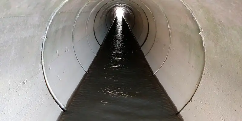 Two pipes running under a road