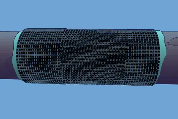 3D Rendering of a pipe wrapped in a spiral HydraWrap application
