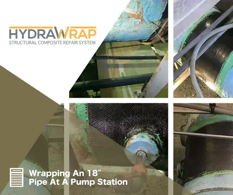Carbon fiber fabric on a table being saturated with wet out resin, 'HydraWrap, The Repair That Saves Time & Money'