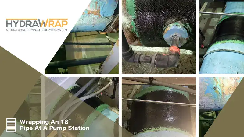 Carbon fiber fabric on a table being saturated with wet out resin, 'HydraWrap, The Repair That Saves Time & Money'