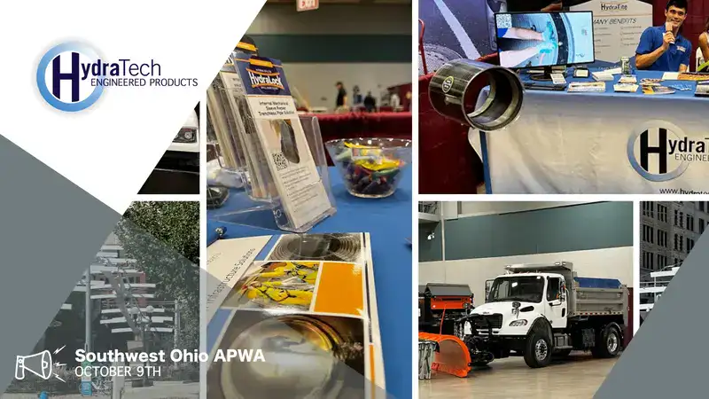 A bunch of image of a trade show, 'Southwest Ohio APWA, October 9th'