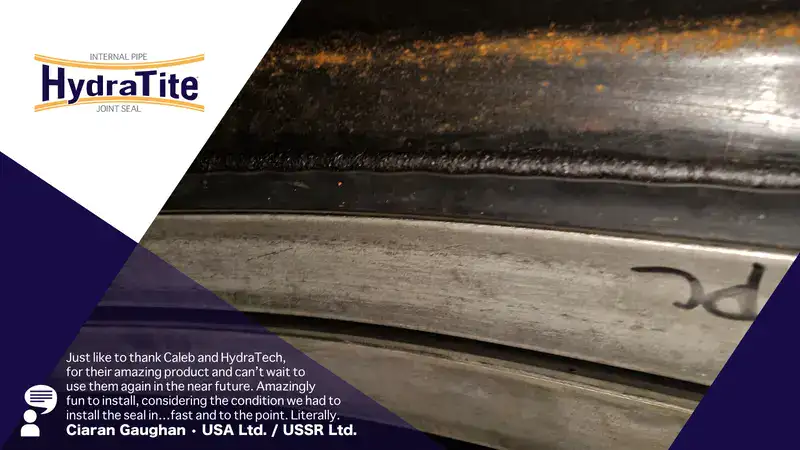 HydraTite testimonial showing HydraTite installed in a corrugated pipe