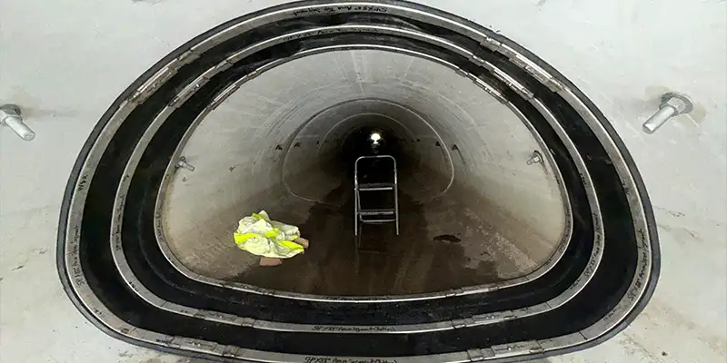 A HydraTite seal installed over a joint in an irregularly-shaped pipe
