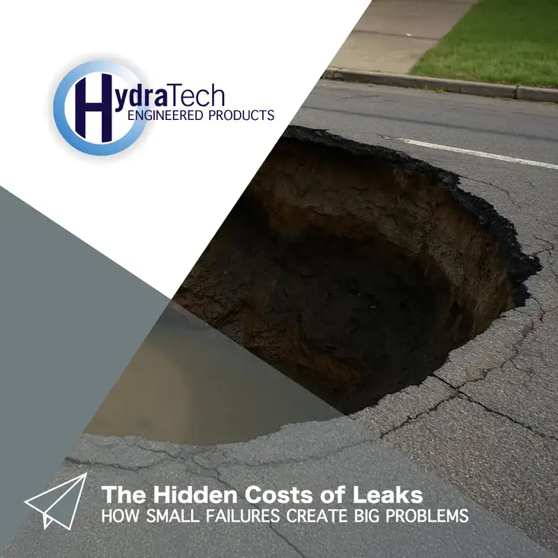 A large sinkhole, 'The Hidden Costs of Leaks, How Small Failures Create Big Problems'
