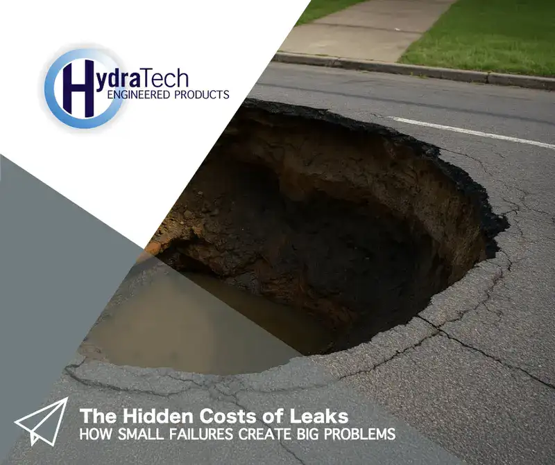 A large sinkhole, 'The Hidden Costs of Leaks, How Small Failures Create Big Problems'