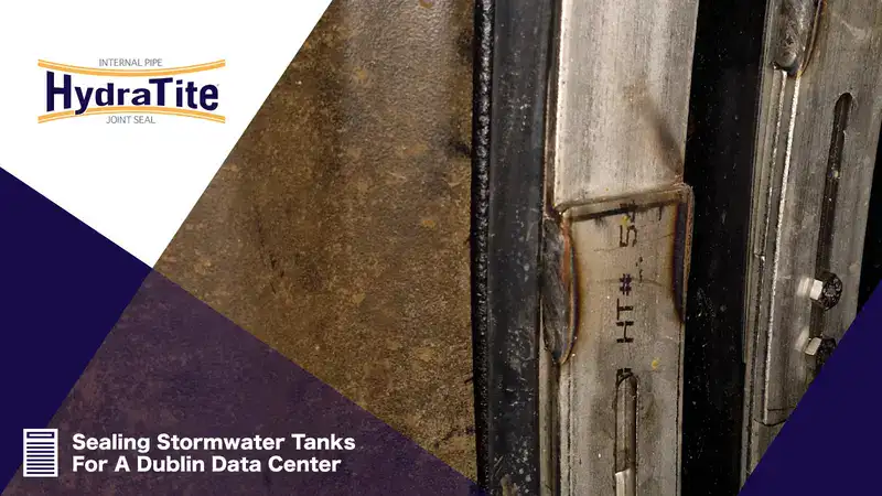 Stormwater Tank Rehab 3 A guy on a ladder with tools in hand, 'Preparing For OTEC, October 14th & 15th, Booth 114'