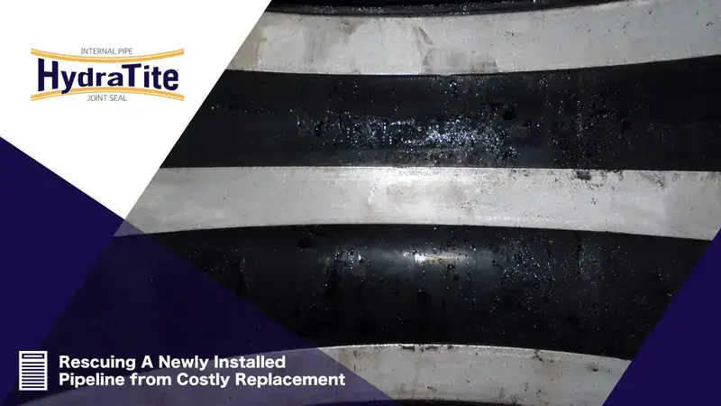 A HydraTite seal installed over a joint, 'Protecting A Municipality's Water Supply'