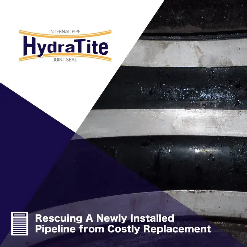 A HydraTite seal installed over a joint, 'Protecting A Municipality's Water Supply'