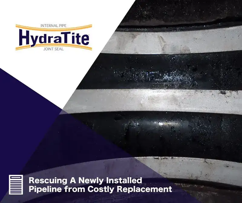 A HydraTite seal installed over a joint, 'Protecting A Municipality's Water Supply'