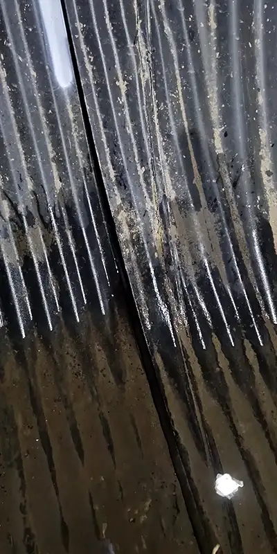 The invert of a corrugated pipe in which the joint has become separated
