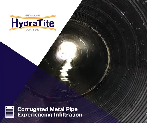 HydraTite testimonial showing HydraTite installed in a corrugated pipe