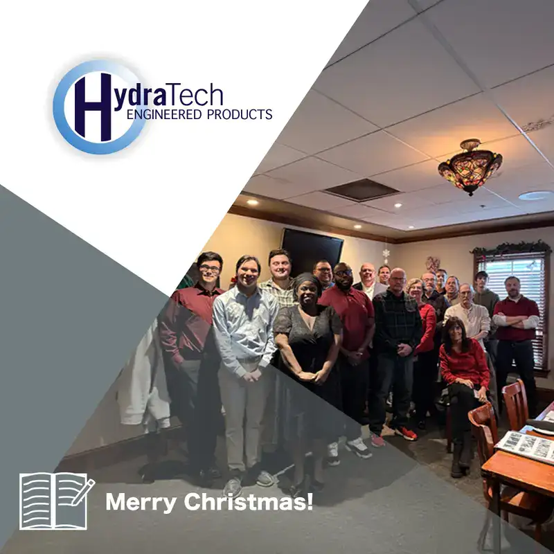 The HydraTech crew together for the yearly Christmas party, 'Merry Christmas'