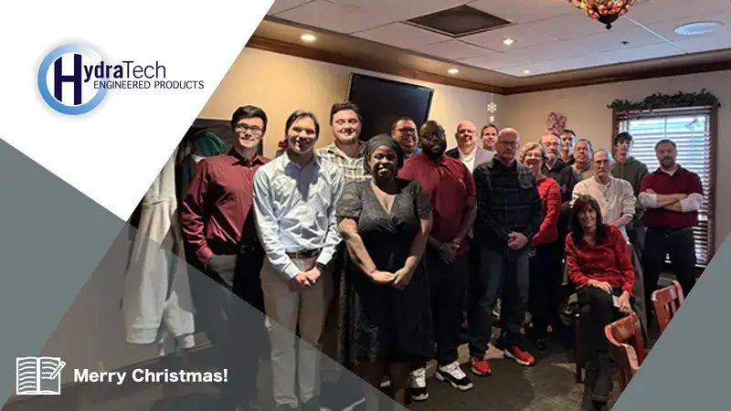 The HydraTech crew together for the yearly Christmas party, 'Merry Christmas'