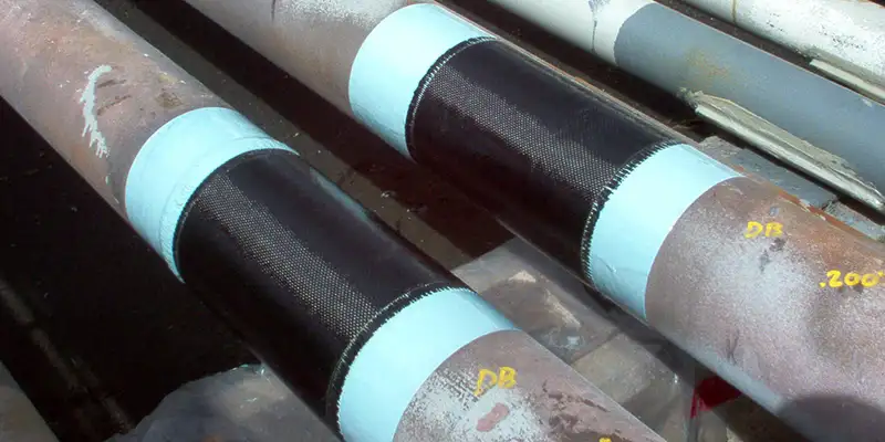 Two pipes repaired with HydraWrap