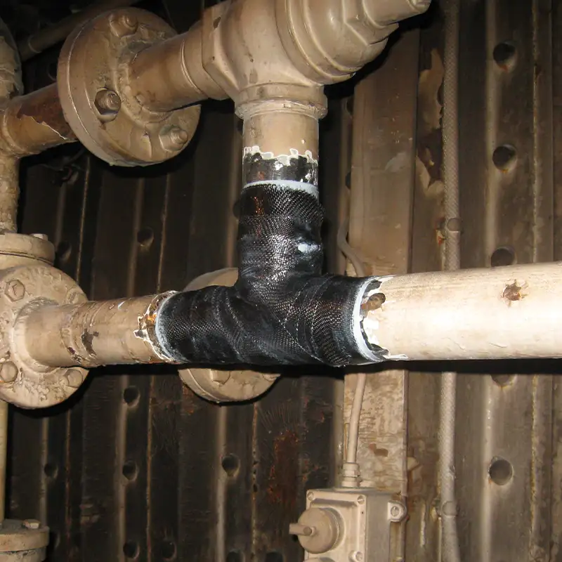 A portion of pipe repaired with HydraWrap