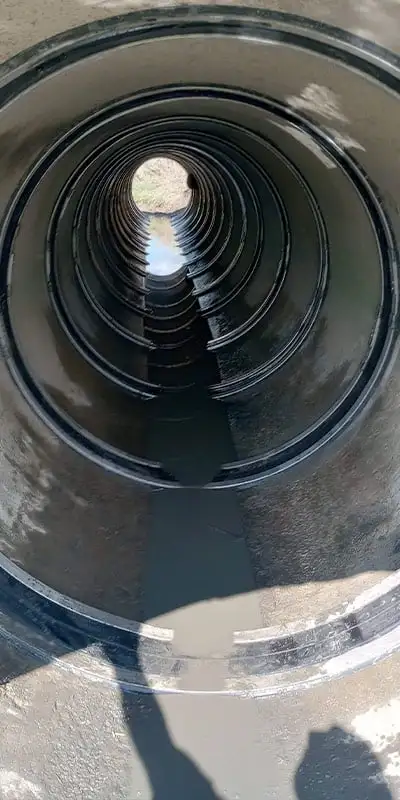 Looking through a stormwater pipe in which HydraTite has been used to seal the joints