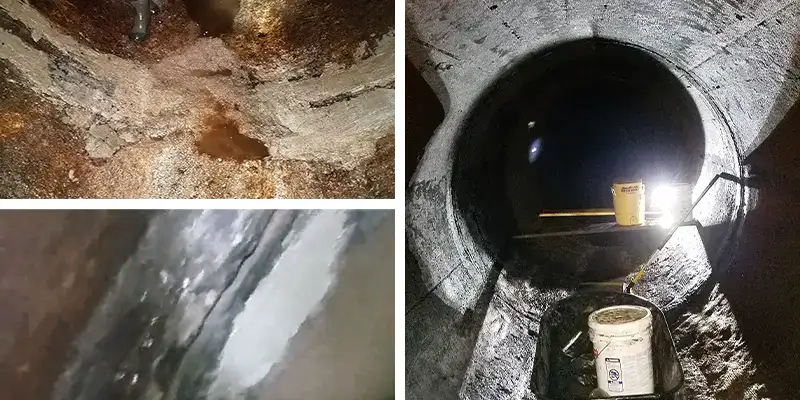 Several images of a large diameter pipe