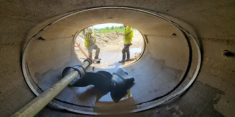 Retaining bands sitting near a joint in an elliptical pipe