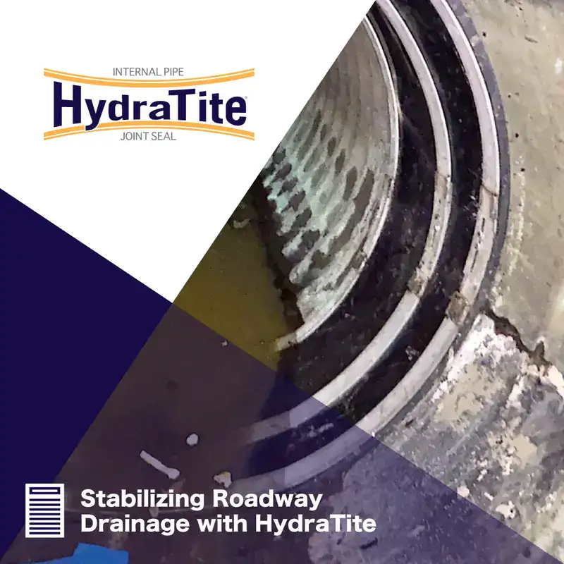 HydraTite Protecting the Road Above3 HydraTite installed over a joint with three retaining bands, 'Stabilizing Roadway Drainage with HydraTite'
