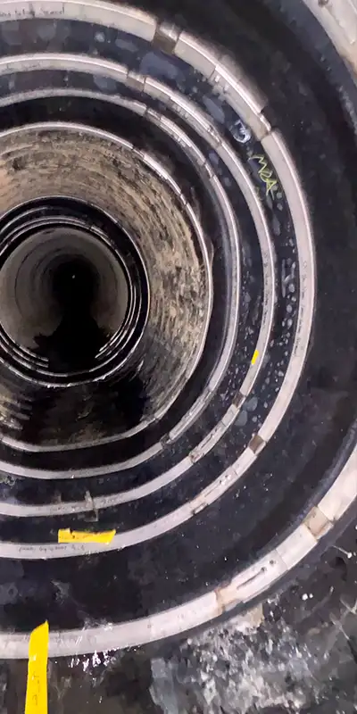 Two sleeves of three interlocked HydraTite seals installed over a pipe transition