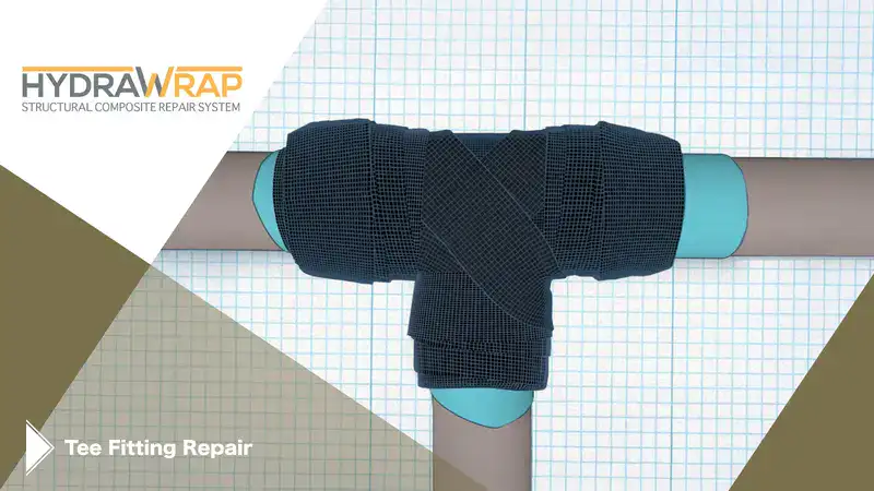 Rendering of a HydraWrap application on a tee fitting