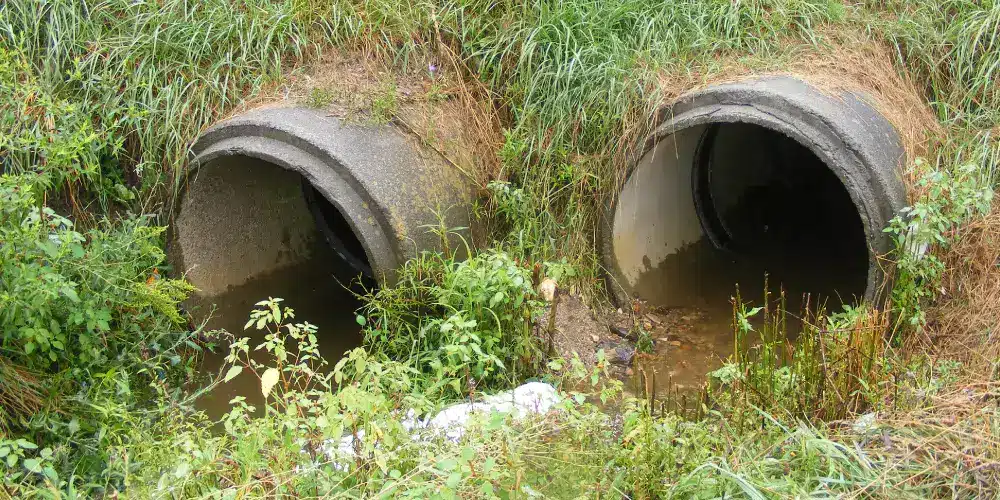 Entrance of a twin culvert