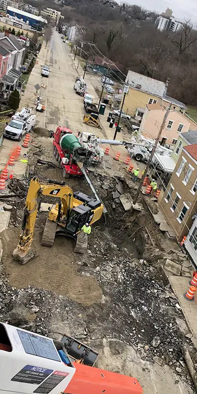 A road devastated by a sinkhole