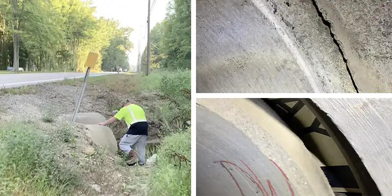 A stormwater culvert inspection that revealed that the joints had become severely separated