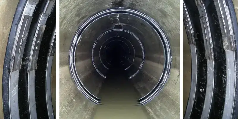 HydraTite installed over multiple joints to eliminate leaks and restore the pipe