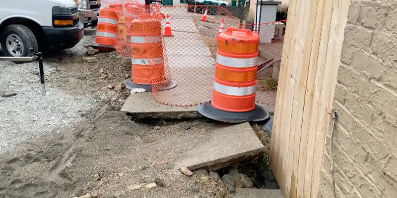 A damaged walkway