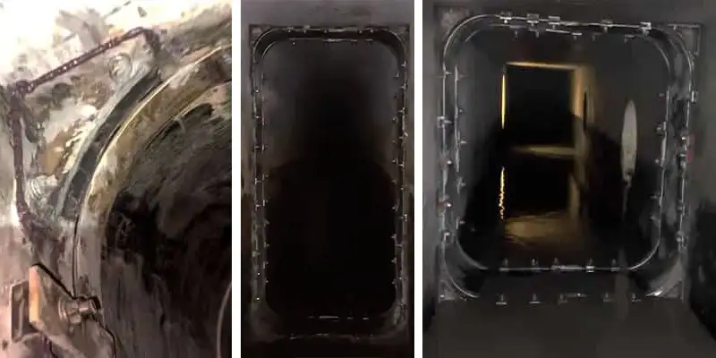 Multiple images of a HydraTite installed in a box-shaped flume