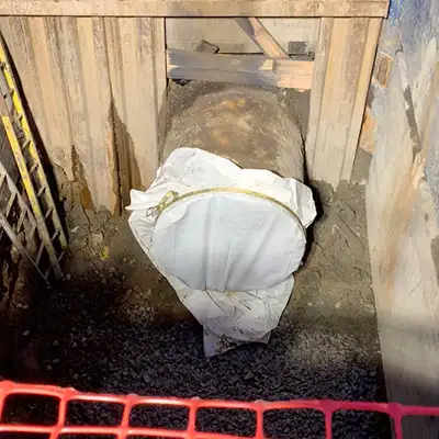 A pipe with its opening temporarily covered