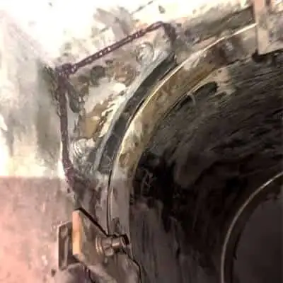 HydraTite installed over a joint in a box-shaped flume, atop a corner form