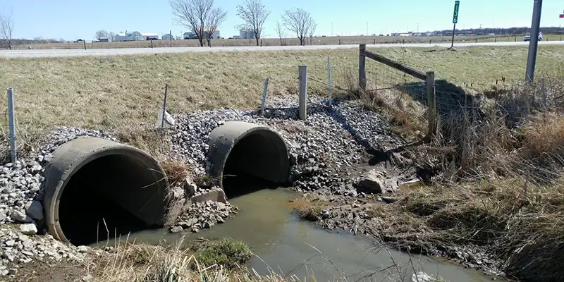 Entrance to a twin concrete stormwater culvert